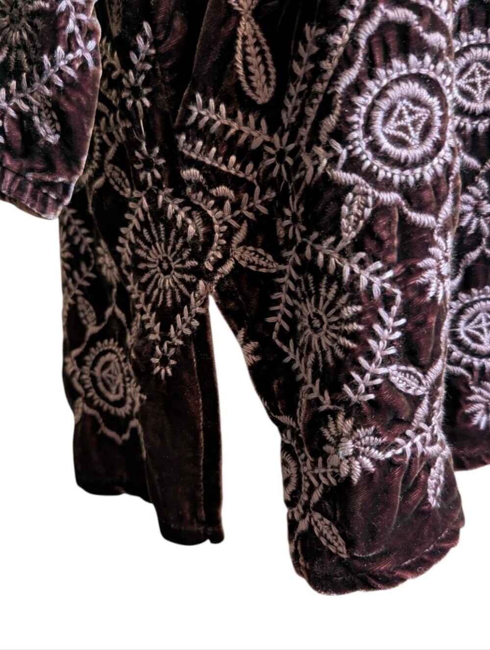 Johnny Was Plum Velvet Peasant Blouse With Embroidery Size Medium - Picture 6 of 11